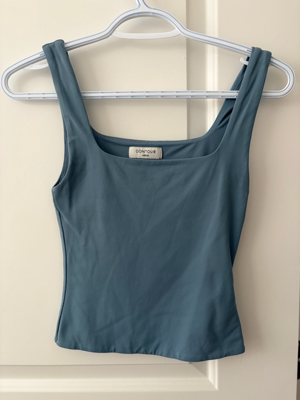 Aritzia Contour Square Neck Tank in Dusty Blue